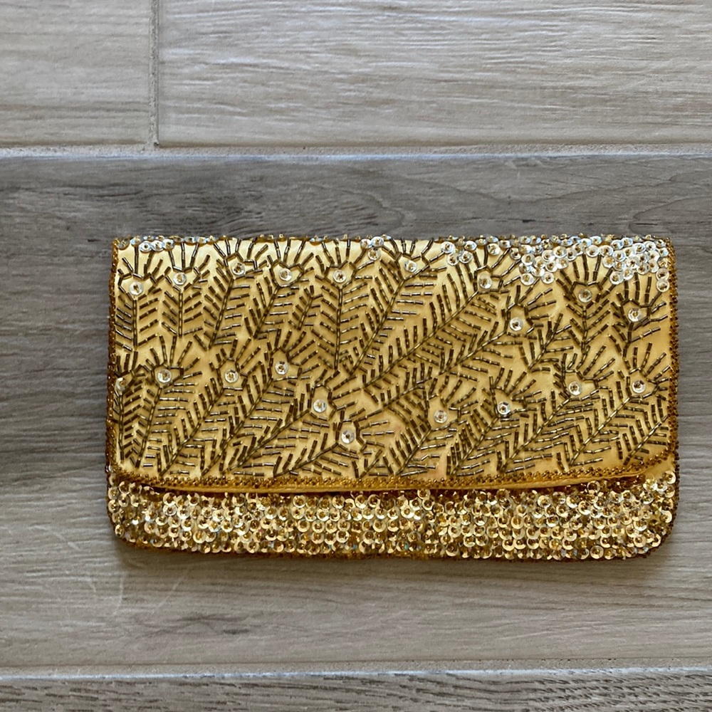Vintage handmade Micheri British Crown Colony sequin beaded evening bag purse